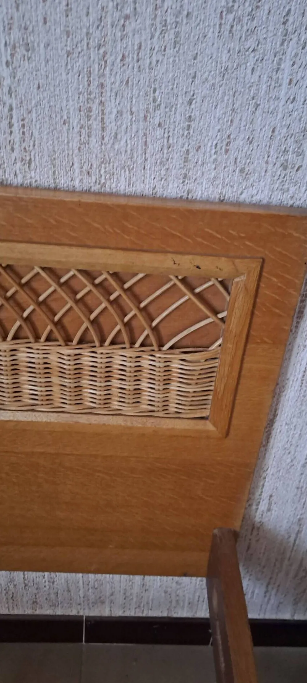 Lit rotin une place vintage années 1970 en bois blond