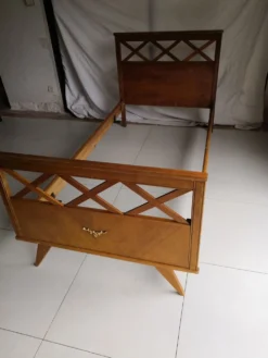 Lit scandinave vintage à croisillons années 50