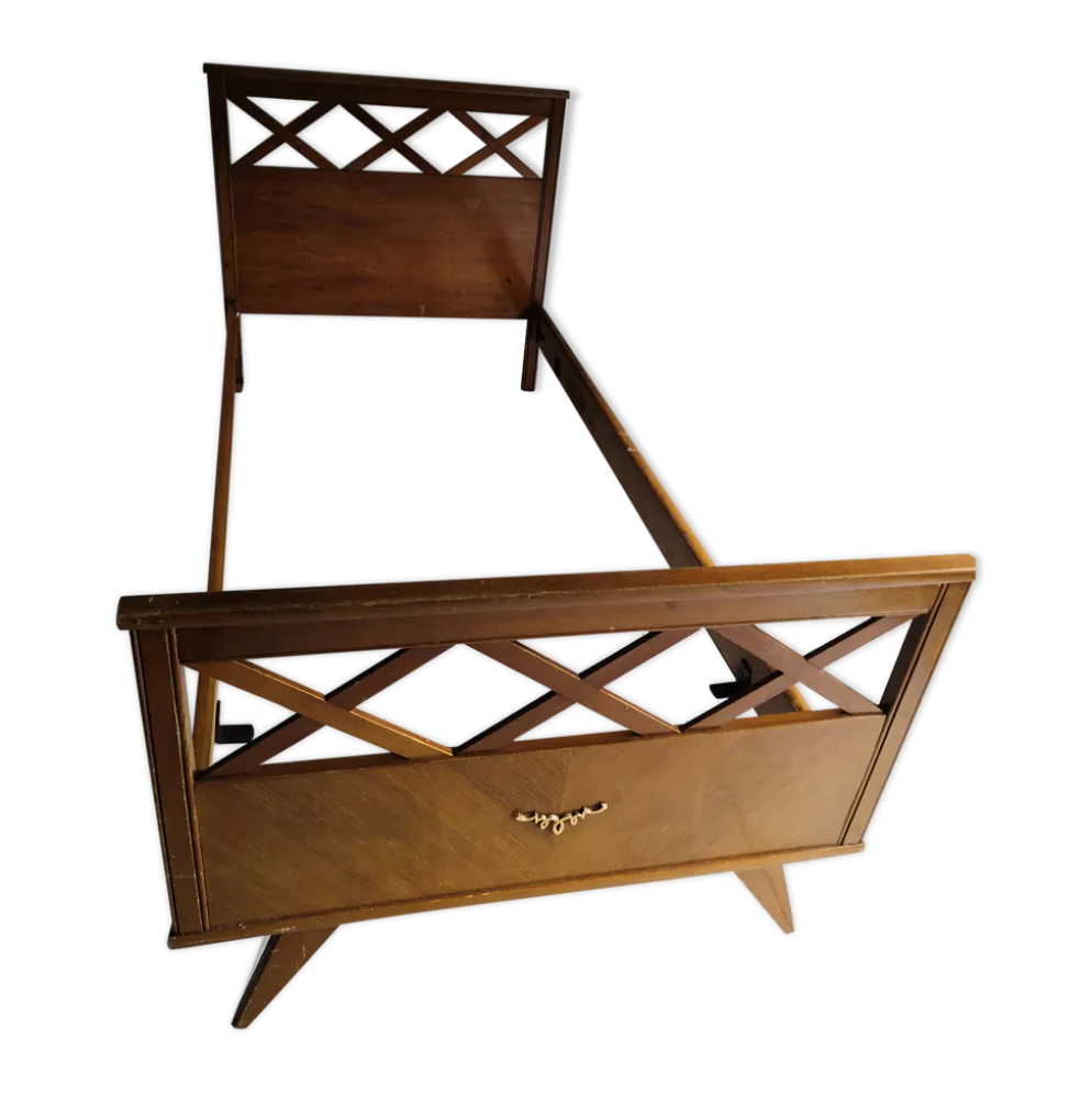 Lit scandinave vintage à croisillons années 50