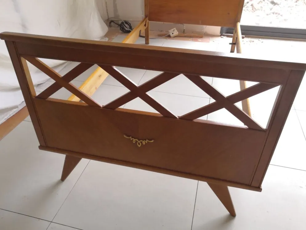 Lit scandinave vintage à croisillons années 50