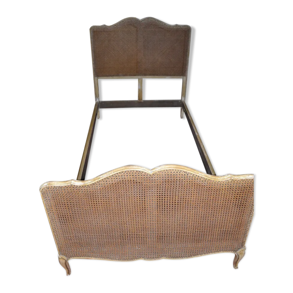 Lits cannés en paire, fin XIXème siècle, circa 1890