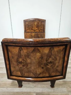 Lit simple Art Déco toscan des années 1940 en racine de bruyère.