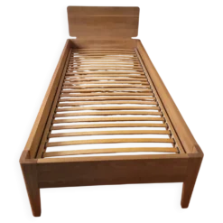 Lit simple en orme américain massif - Design contemporain épuré
