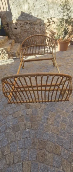 Lit une personne vintage en rotin