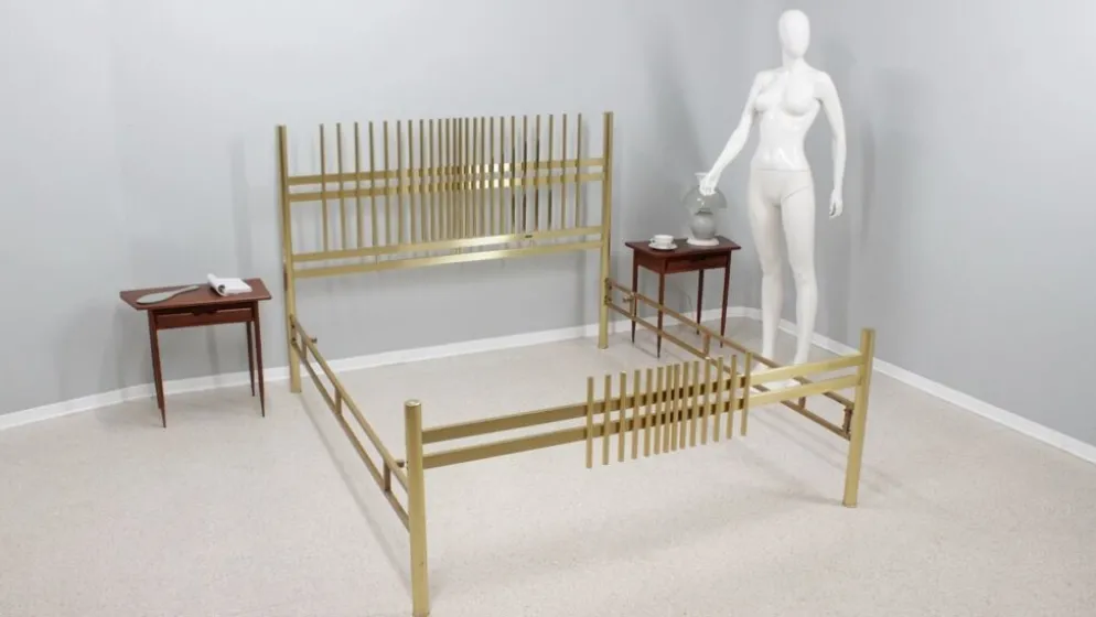 Lit vintage en laiton doré frigerio 1970s