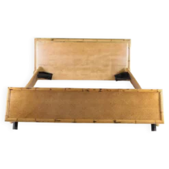 Lit vintage en laiton et bambou