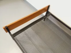Lit vintage style moderniste en métal et formica type teck des années 60