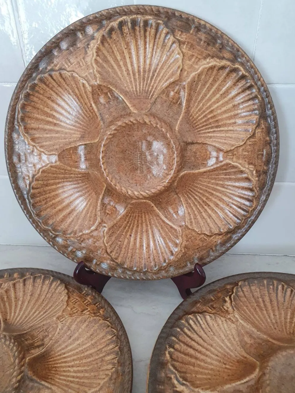 Longchamp / Assiettes à huîtres, coquillages, belons, fruits de mer, c