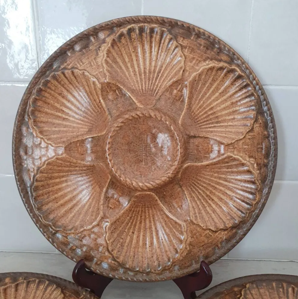 Longchamp / Assiettes à huîtres, coquillages, belons, fruits de mer, c