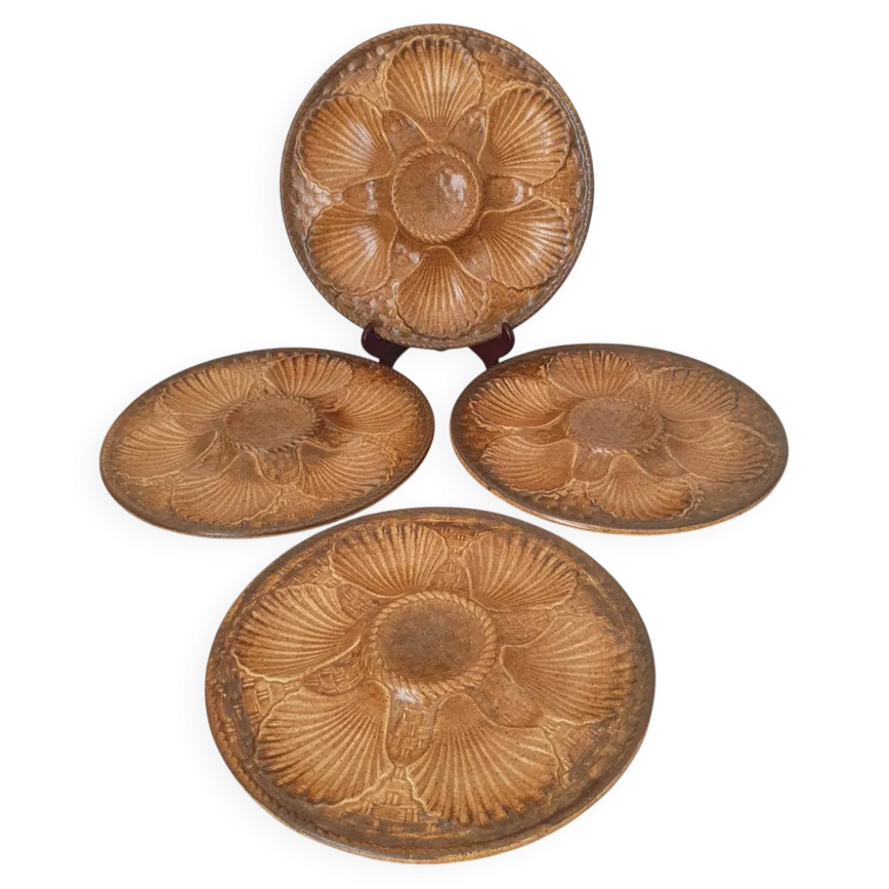 Longchamp / Assiettes à huîtres, coquillages, belons, fruits de mer, c