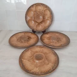 Longchamp / Assiettes à huîtres, coquillages, belons, fruits de mer, c