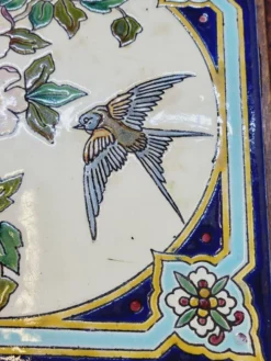 Longwy Dessous De Plat A Sonnette Carreau Faïence Émaillée Et Cadre En Bois