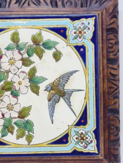 Longwy Dessous De Plat A Sonnette Carreau Faïence Émaillée Et Cadre En Bois