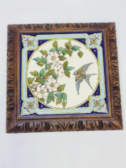 Longwy Dessous De Plat A Sonnette Carreau Faïence Émaillée Et Cadre En Bois