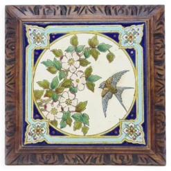 Longwy Dessous De Plat A Sonnette Carreau Faïence Émaillée Et Cadre En Bois