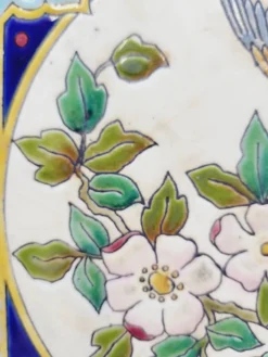 Longwy Dessous De Plat A Sonnette Carreau Faïence Émaillée Et Cadre En Bois