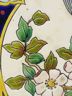 Longwy Dessous De Plat A Sonnette Carreau Faïence Émaillée Et Cadre En Bois