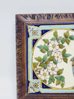 Longwy Dessous De Plat A Sonnette Carreau Faïence Émaillée Et Cadre En Bois