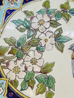 Longwy Dessous De Plat A Sonnette Carreau Faïence Émaillée Et Cadre En Bois
