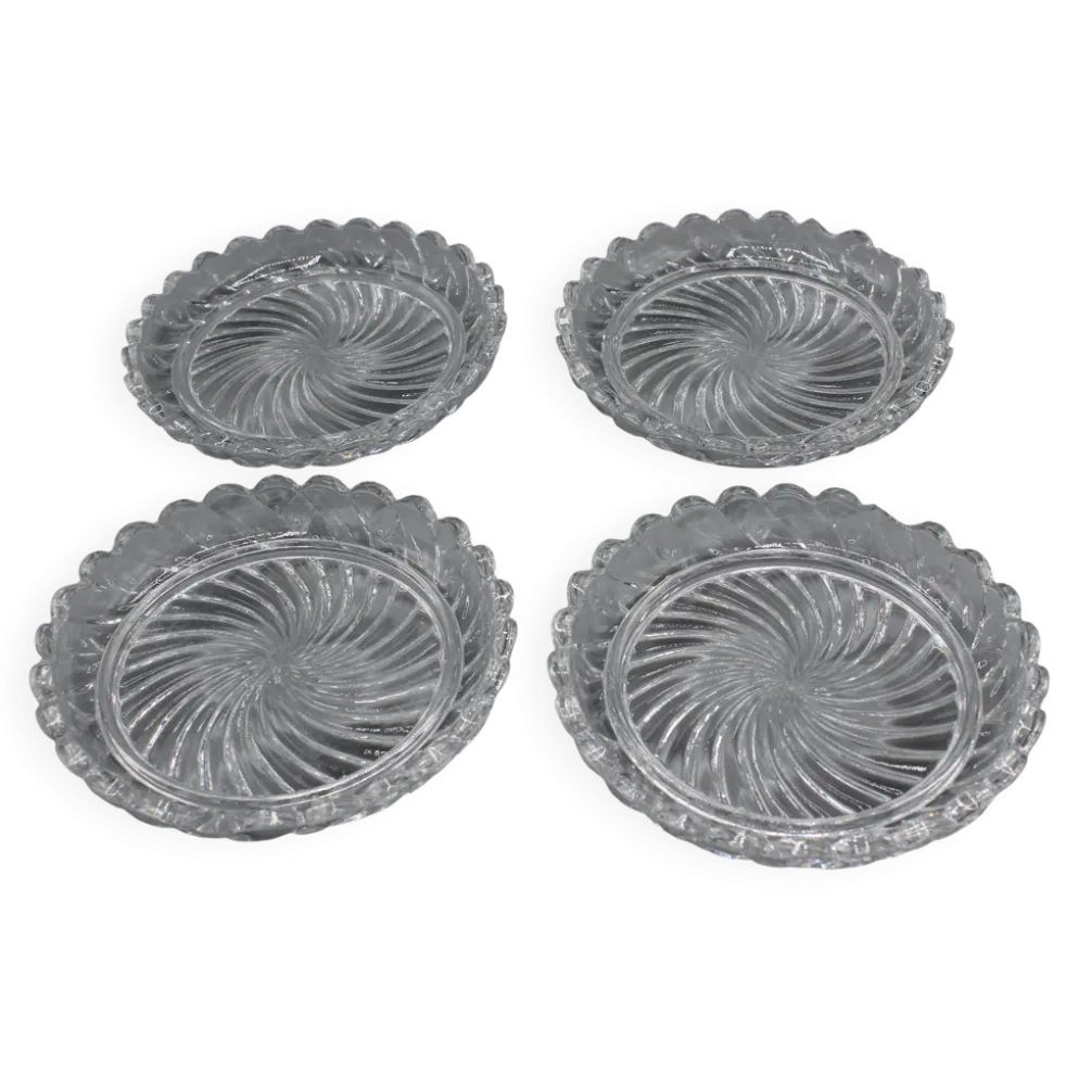 Lot 4 anciens dessous de carafe bouteille baccarat modele bambou tors