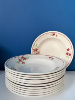 Lot 6 assiettes creuses Badonviller vintage – faïence française décor