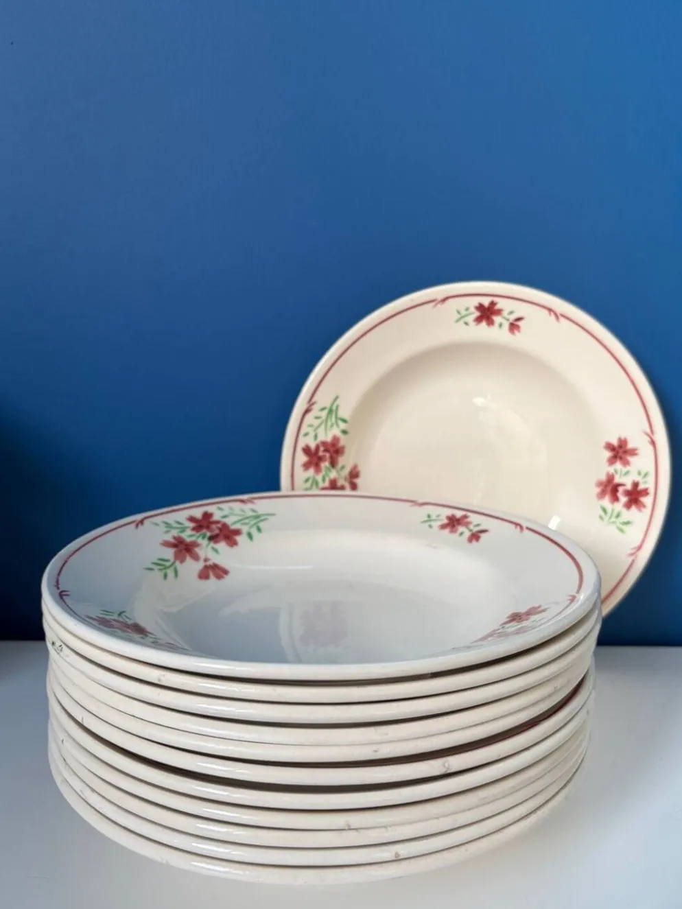 Lot 6 assiettes creuses Badonviller vintage – faïence française décor