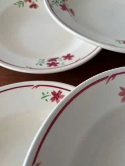 Lot 6 assiettes creuses Badonviller vintage – faïence française décor
