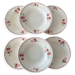 Lot 6 assiettes creuses Badonviller vintage – faïence française décor