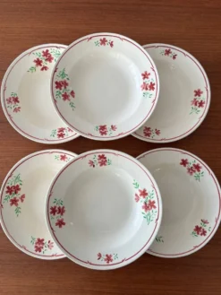 Lot 6 assiettes creuses Badonviller vintage – faïence française décor