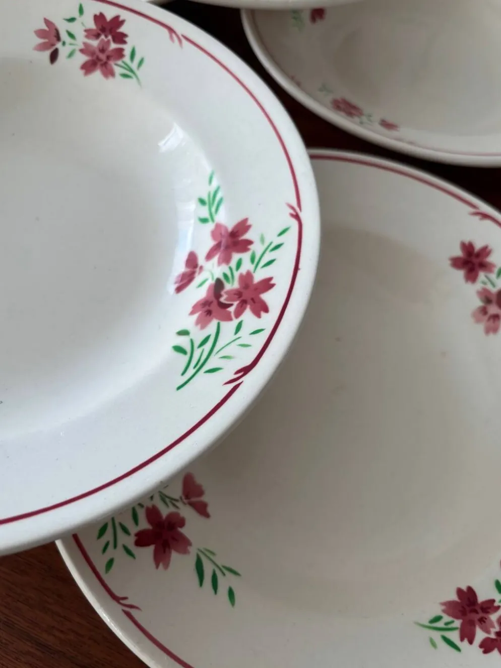 Lot 6 assiettes creuses Badonviller vintage – faïence française décor