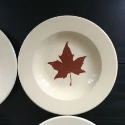 Lot 4 assiettes décor feuille