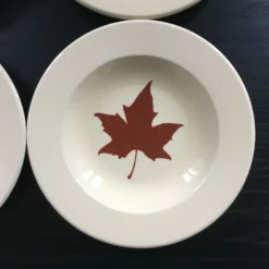 Lot 4 assiettes décor feuille