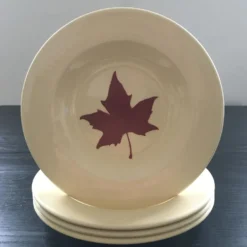Lot 4 assiettes décor feuille
