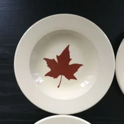 Lot 4 assiettes décor feuille