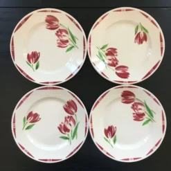 Lot 4 assiettes décor tulipes