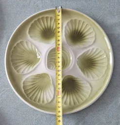 Lot 8 assiettes à huîtres vintage moulin des loups - vert sauge - fran