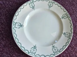 Lot 8 assiettes Moulin des Loups frise verte
