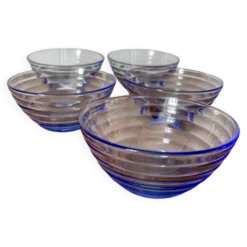 Lot 5 bols en verre bleu Bormioli Rocco