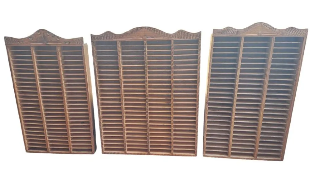 Lot 3 Casiers collection Rangement Bois Décoration casier d'imprimerie pour collections