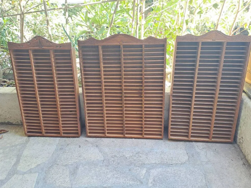 Lot 3 Casiers collection Rangement Bois Décoration casier d'imprimerie pour collections
