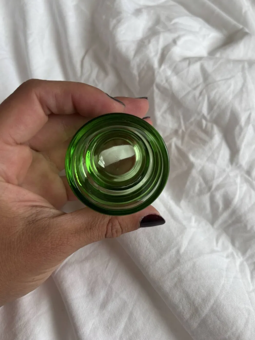 Lot 6 coquetiers lever vintage en verre vert design années 70