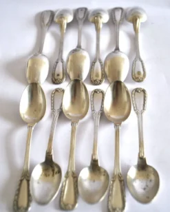 Lot 12 cuillères à café en métal argenté classique 1900 Orfèvre BOULENGER