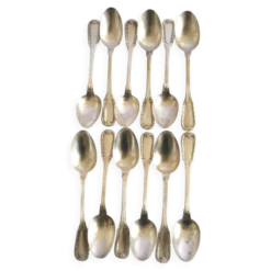 Lot 12 cuillères à café en métal argenté classique 1900 Orfèvre BOULENGER