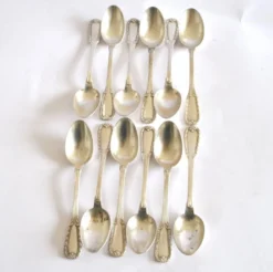 Lot 12 cuillères à café en métal argenté classique 1900 Orfèvre BOULENGER