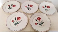 Lot de 5 Anciennes Assiettes Creuses Badonviller Vintage