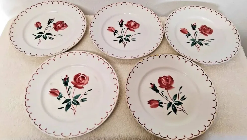 Lot de 5 Anciennes Assiettes Creuses Badonviller Vintage