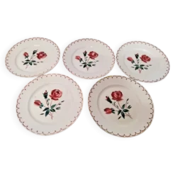 Lot de 5 Anciennes Assiettes Creuses Badonviller Vintage