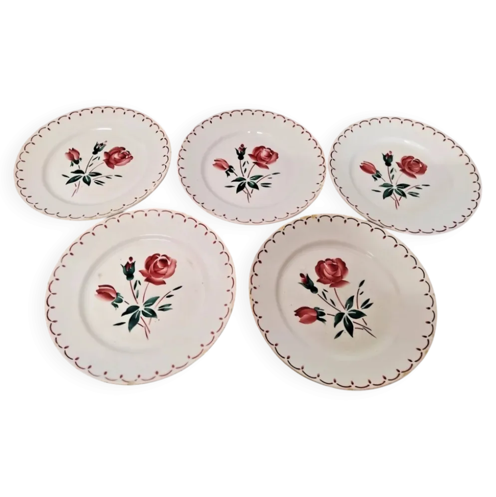 Lot de 5 Anciennes Assiettes Creuses Badonviller Vintage