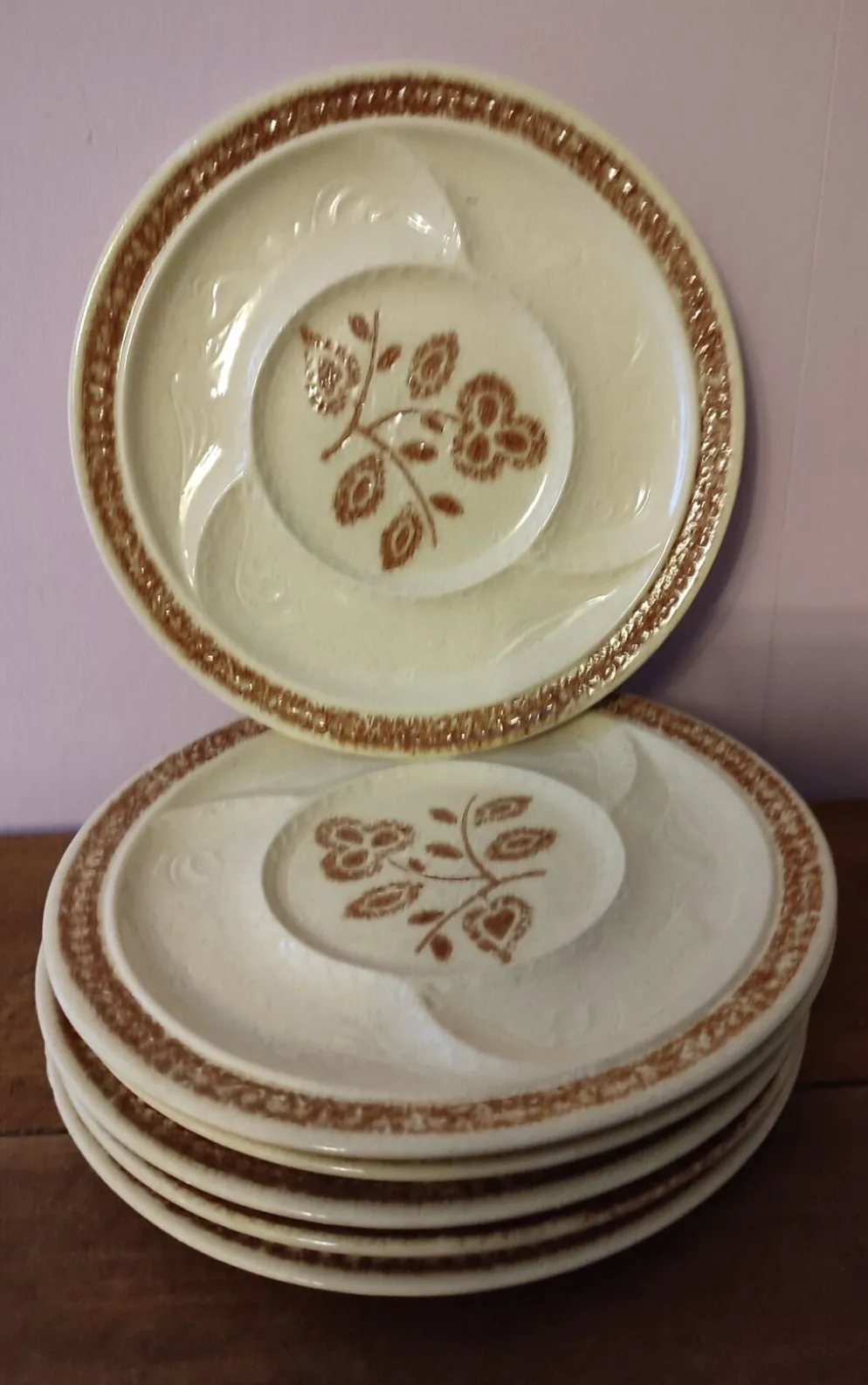 Lot de 6 anciennes assiettes à fondue