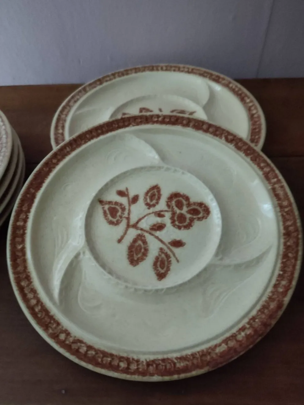 Lot de 6 anciennes assiettes à fondue